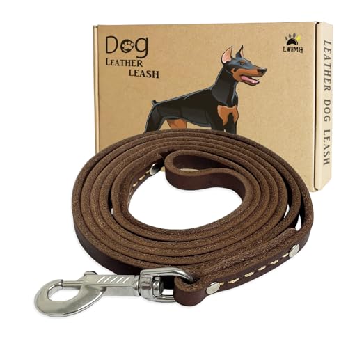 LWBMG Hundeleine aus Leder, 1,8 m, Hundeleine für große Hunde, strapazierfähig, weich, handgefertigt, Leder, Trainingsleine für kleine, mittelgroße und große Hunde, Braun LWBMG Hundeleine aus Leder, 1,8 m, Hundeleine für große Hunde, strapazierfähig, weich, handgefertigt, Leder, Trainingsleine für kleine, mittelgroße und große Hunde, Braun von LWBMG