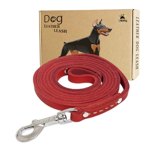LWBMG Hundeleine aus Leder, 1,8 m, Hundeleine für große Hunde, strapazierfähig, weich, handgefertigt, Leder, Trainingsleine für kleine, mittelgroße und große Hunde, Rot LWBMG Hundeleine aus Leder, 1,8 m, Hundeleine für große Hunde, strapazierfähig, weich, handgefertigt, Leder, Trainingsleine für kleine, mittelgroße und große Hunde, Rot von LWBMG