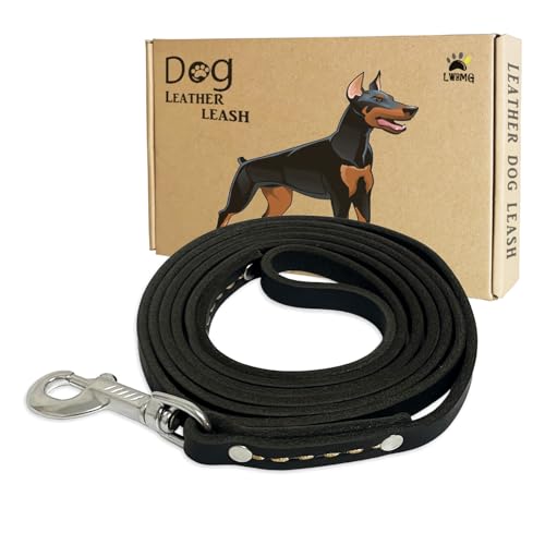 LWBMG Hundeleine aus Leder, 1,8 m, Hundeleine für große Hunde, strapazierfähig, weich, handgefertigt, Leder, Trainingsleine für kleine, mittelgroße und große Hunde, Schwarz LWBMG Hundeleine aus Leder, 1,8 m, Hundeleine für große Hunde, strapazierfähig, weich, handgefertigt, Leder, Trainingsleine für kleine, mittelgroße und große Hunde, Schwarz von LWBMG