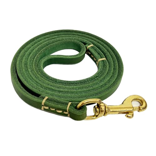 LWBMG Hundeleine aus Leder, 1,8 m, Lederleine für kleine Hunde, weiche Welpen-Trainingsleine für kleine Hunde (0,95 x 1,8 m, Grün) von LWBMG
