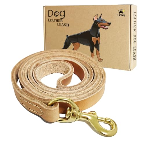 LWBMG Hundeleine aus Leder, 1,8 m x 1,9 cm, weich und stark, für mittelgroße und große Rassen, robuste Trainingsleine, Hellbraun LWBMG Hundeleine aus Leder, 1,8 m x 1,9 cm, weich und stark, für mittelgroße und große Rassen, robuste Trainingsleine, Hellbraun von LWBMG