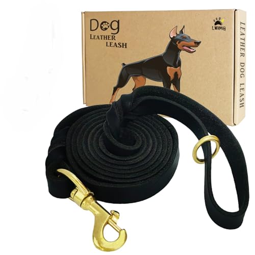 LWBMG Hundeleine aus Leder, 2,4 m x 1,27 cm, robuste Hundeleine, stark und stabil, handgefertigt, weiche und bequeme Lederleine für mittelgroße und große Hunde, Schwarz LWBMG Hundeleine aus Leder, 2,4 m x 1,27 cm, robuste Hundeleine, stark und stabil, handgefertigt, weiche und bequeme Lederleine für mittelgroße und große Hunde, Schwarz von LWBMG