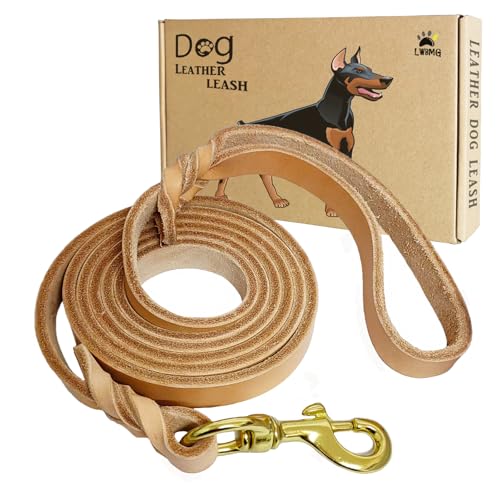 LWBMG Hundeleine aus Leder, robust, geflochten, bequem für große, mittelgroße und kleine Hunde, 1,8 m x 1,27 cm, Hellbraun LWBMG Hundeleine aus Leder, robust, geflochten, bequem für große, mittelgroße und kleine Hunde, 1,8 m x 1,27 cm, Hellbraun von LWBMG