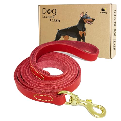 LWBMG Hundeleine aus Leder, strapazierfähig, geflochtenes Echtleder, weiches Leder, für mittelgroße und große Rassen, 1,2 m, Rot LWBMG Hundeleine aus Leder, strapazierfähig, geflochtenes Echtleder, weiches Leder, für mittelgroße und große Rassen, 1,2 m, Rot von LWBMG