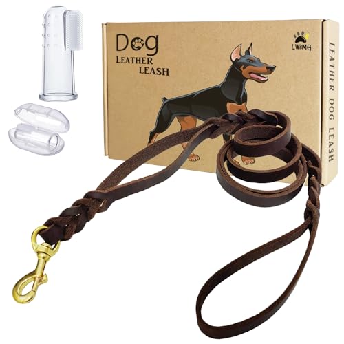 LWBMG Hundeleine aus Leder mit doppeltem Griff, 1,8 m, robuste Hundeleine mit Verkehrsgriff, geflochtene Lederleine für kleine, mittelgroße und große Hunde LWBMG Hundeleine aus Leder mit doppeltem Griff, 1,8 m, robuste Hundeleine mit Verkehrsgriff, geflochtene Lederleine für kleine, mittelgroße und große Hunde von LWBMG