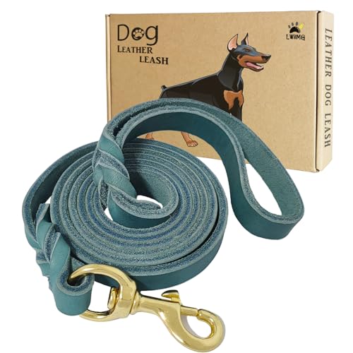 LWBMG Leder-Hundeleine, 1,2 m x 1,9 cm, Leder-Hundeleine für große Hunde, robust, langlebig, handgefertigt, geflochtene Haustierleine, weich und bequem, für mittelgroße und große Hunde, Blau LWBMG Leder-Hundeleine, 1,2 m x 1,9 cm, Leder-Hundeleine für große Hunde, robust, langlebig, handgefertigt, geflochtene Haustierleine, weich und bequem, für mittelgroße und große Hunde, Blau von LWBMG