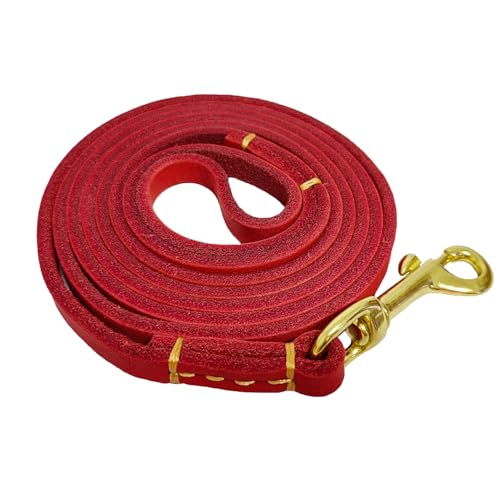 LWBMG Hundeleine aus Leder, 1,8 m, für kleine und mittelgroße Hunde, weiche echte Trainingsleine, 9,5 x 1,8 m, Rot von LWBMG