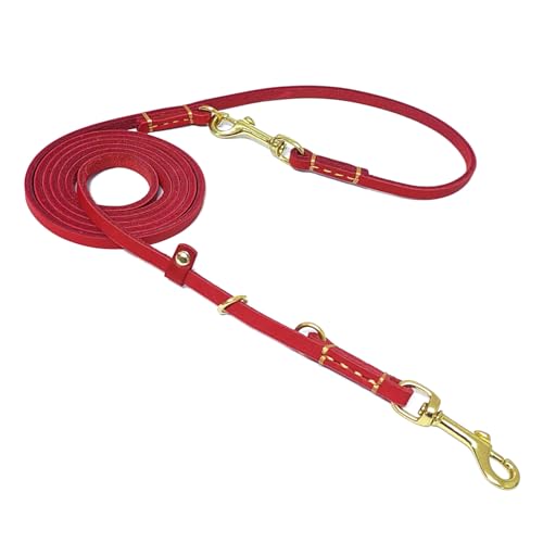 LWBMG Multifunktionale Hundeleine aus Leder, 2,4 m, echtes Leder, freihändig, doppelseitig, für kleine und mittelgroße Hunde, Rot LWBMG Multifunktionale Hundeleine aus Leder, 2,4 m, echtes Leder, freihändig, doppelseitig, für kleine und mittelgroße Hunde, Rot von LWBMG