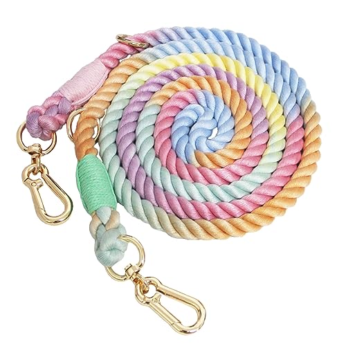 LWBMG Multifunktionale Hundeleine aus Seil, 2,1 m, mit doppeltem Drehhaken, freihändig, für kleine, mittelgroße und große Hunde, Laufen, Spazierengehen, Macaron LWBMG Multifunktionale Hundeleine aus Seil, 2,1 m, mit doppeltem Drehhaken, freihändig, für kleine, mittelgroße und große Hunde, Laufen, Spazierengehen, Macaron von LWBMG