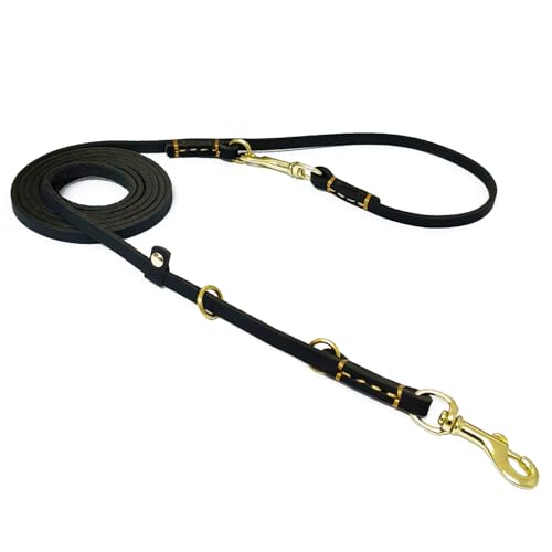 LWBMG Multifunktionale Hundeleine aus echtem Leder, 2,4 m – freihändige Doppelend-Trainingsleine für kleine und mittelgroße Hunde – Schwarz LWBMG Multifunktionale Hundeleine aus echtem Leder, 2,4 m – freihändige Doppelend-Trainingsleine für kleine und mittelgroße Hunde – Schwarz von LWBMG