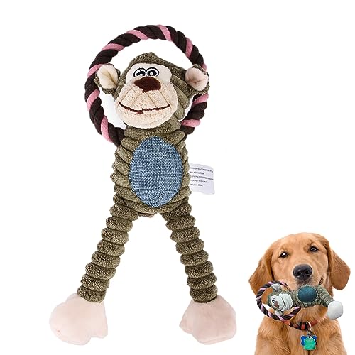 LWBMG Quietschendes Plüschseil Hundespielzeug, lustiges Hundespielzeug, Stofftier, Welpen-Kauspielzeug zum Zahnen, Tauziehen mit interaktivem dickem Seil von LWBMG
