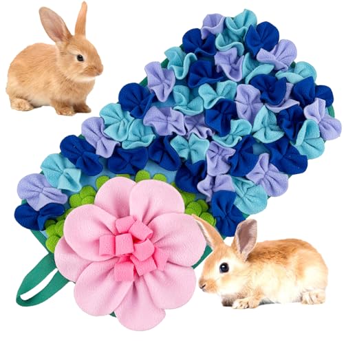 LWINGFLYER Futtermatte für kleine Tiere - Niedliche Kaninchen-Futtermatte mit lustigem Design, langsames Fressen, strapazierfähiges Fleece-Pad für Kaninchen, Hamster, Meerschweinchen (Blau) von LWINGFLYER