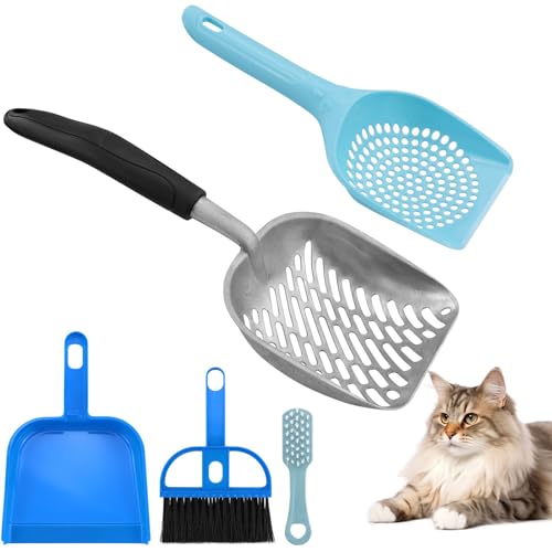 4 Stück Katzenstreu Schaufel Reinigungswerkzeug, Katzenklo Schaufel Aus Robustemaluminium, Größe Silikon Langgriff Tiefer Schaufel mit Kleine Löcher Kunststoff Katzenschaufel Schaufel Besensets (Blau) 4 Stück Katzenstreu Schaufel Reinigungswerkzeug, Katzenklo Schaufel Aus Robustemaluminium, Größe Silikon Langgriff Tiefer Schaufel mit Kleine Löcher Kunststoff Katzenschaufel Schaufel Besensets (Blau) von LWMLWM