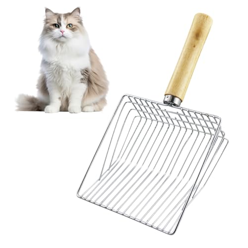 Katzenstreuschaufel, Katzenklo Schaufel Metall, Katzenstreu Schaufel mit Holzgriff, Lochabstand 7mm, Länge 28cm, Litter Box Scoop, Cat Litter Scoop, Katzenschaufel für Katzenklo Katzenstreuschaufel, Katzenklo Schaufel Metall, Katzenstreu Schaufel mit Holzgriff, Lochabstand 7mm, Länge 28cm, Litter Box Scoop, Cat Litter Scoop, Katzenschaufel für Katzenklo von LWMLWM