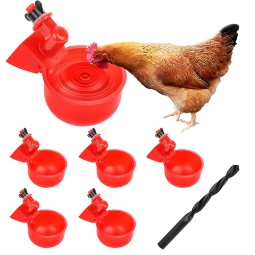 6 Stück Hühnertränke Hühnerwasserspender,Hühnertränke Automatische Geflügeltränke,Automatische Hühnertränke mit Bohrer,Automatische Geflügeltränke Set für Hühner Enten Gänse Truthähne Taube von LWMTT