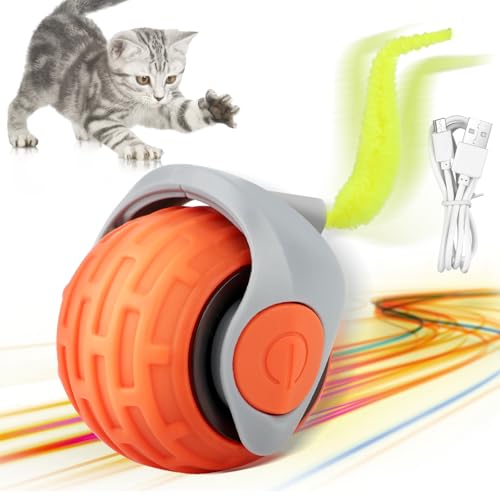 LWMTT Katzenspielzeug Elektrisch,Interaktiver Spielball für Katzen 360°,Wirksame Linderung von Angstzuständen,Speedy Tail Katzenspielzeug Rolling Balls Geeignet für Kätzchen zum Spielen von LWMTT