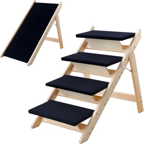 LWTURLOV Hundetreppe aus Holz, 2-in-1 faltbare Haustierrampe mit rutschfester Haustiertreppe für kleine bis mittelgroße Haustiertreppe für Bett, Sofa, Couch, Auto, Leiter bis zu 50 kg Innenbereich, LWTURLOV Hundetreppe aus Holz, 2-in-1 faltbare Haustierrampe mit rutschfester Haustiertreppe für kleine bis mittelgroße Haustiertreppe für Bett, Sofa, Couch, Auto, Leiter bis zu 50 kg Innenbereich, von LWTURLOV