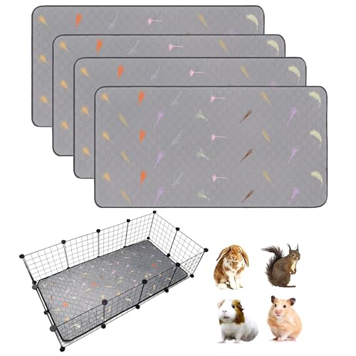 LWYMX Meerschweinchen-Käfigeinlagen, Fleece, 61 x 122 cm, super saugfähig, waschbar, wiederverwendbar, für Kaninchen, Hamster, Chinchillas, 4 Stück von LWYMX