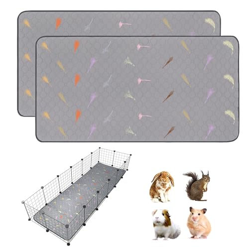 LWYMX Meerschweinchen-Käfigeinlagen, Fleece, 61 x 183 cm, super saugfähig, waschbar, wiederverwendbar, für Kaninchen, Hamster, Chinchillas, 2 Stück von LWYMX