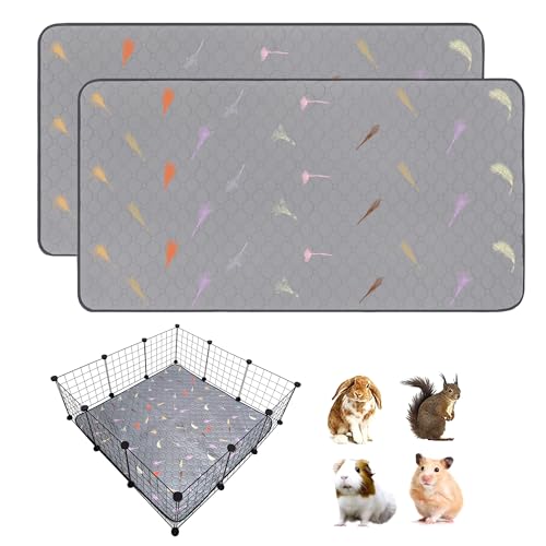 LWYMX Meerschweinchen-Käfigeinlagen, Meerschweinchen-Fleece-Einlagen, 106,7 x 107,7 cm, super saugfähig, waschbar, wiederverwendbar, für Kaninchen, Hamster, Chinchillas, 2 Stück von LWYMX