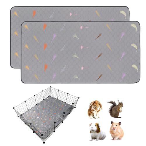 LWYMX Meerschweinchen-Käfigeinlagen, Meerschweinchen-Fleece-Einlagen, 106,7 x 142,2 cm, super saugfähig, waschbar, wiederverwendbar, für Kaninchen, Hamster, Chinchillas, 2 Stück von LWYMX