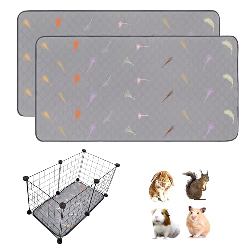 LWYMX Meerschweinchen-Käfigeinlagen, Meerschweinchen-Fleece-Käfigeinlagen, 30,5 x 61 cm, super saugfähig, waschbar, wiederverwendbar, für Kaninchen, Hamster, Chinchillas, 2 Stück von LWYMX