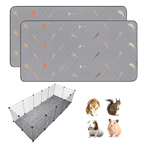 LWYMX Meerschweinchen-Käfigeinlagen, Meerschweinchen-Fleece-Käfigeinlagen, 71,1 x 178,8 cm, super saugfähig, waschbar, wiederverwendbar, für Kaninchen, Hamster, Chinchillas, 2 Stück von LWYMX