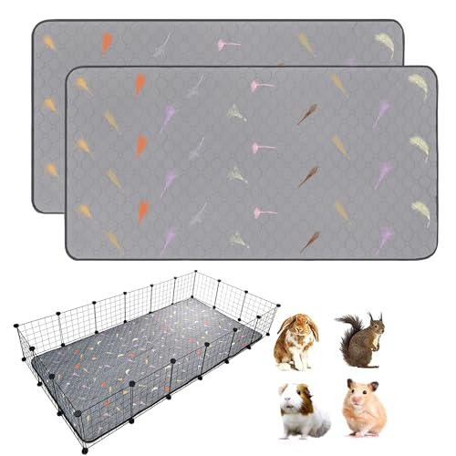 Meerschweinchen-Käfigeinlagen, Fleece, 91,4 x 182,9 cm, super saugfähig, waschbar, wiederverwendbar, für Kaninchen, Hamster, Chinchilla, (C&C 71,4 x 182,9 cm), 2 Stück, 30,5 cm Gitterlänge, 2 Stück von LWYMX