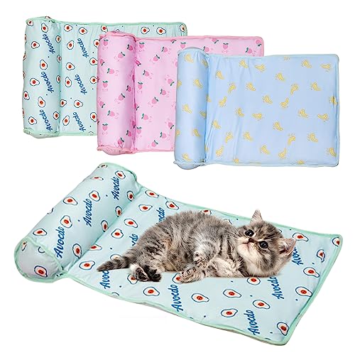 LWuuywa Kühlbett für Hunde Katzen, Selbstkühlendes Kühlkissen aus Eisseide Waschbare Atmungsaktive Katzen Kühlmatte Kühle Unterlage für Hunde und Katzen (A, 80 x 60 cm) von LWuuywa