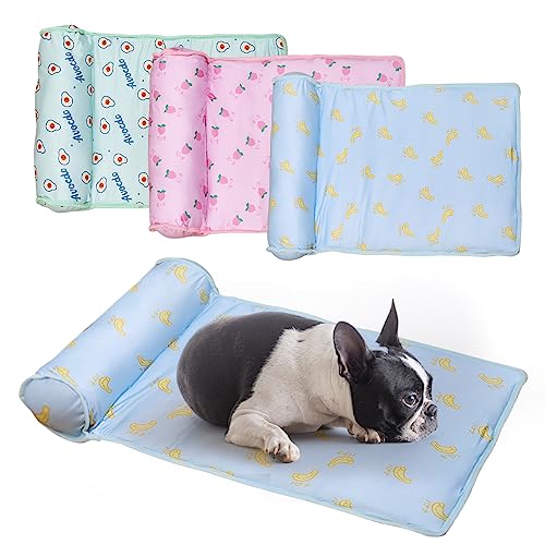LWuuywa Kühlbett für Hunde Katzen, Selbstkühlendes Kühlkissen aus Eisseide Waschbare Atmungsaktive Katzen Kühlmatte Kühle Unterlage für Hunde und Katzen (B, 60 x 40 cm) von LWuuywa