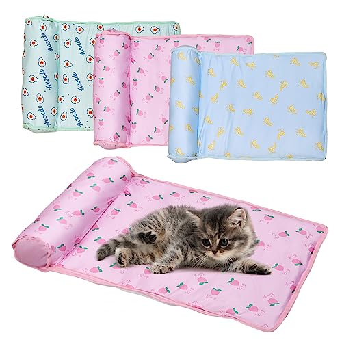 LWuuywa Kühlbett für Hunde Katzen, Selbstkühlendes Kühlkissen aus Eisseide Waschbare Atmungsaktive Katzen Kühlmatte Kühle Unterlage für Hunde und Katzen (C, 80 x 60 cm) von LWuuywa