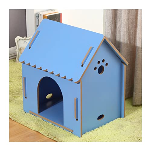 LXBAMKEA Cat House Wood, Dog House, Katze Eigentumswohnung, Belüftung Katzenhauskäfig, Innen Dekorativ Kätzchen Spielen Sich Ausruhen Ort, Im Freien Wild Streunen Katzenheim (Color : Blue, Size : 56 von LXBAMKEA