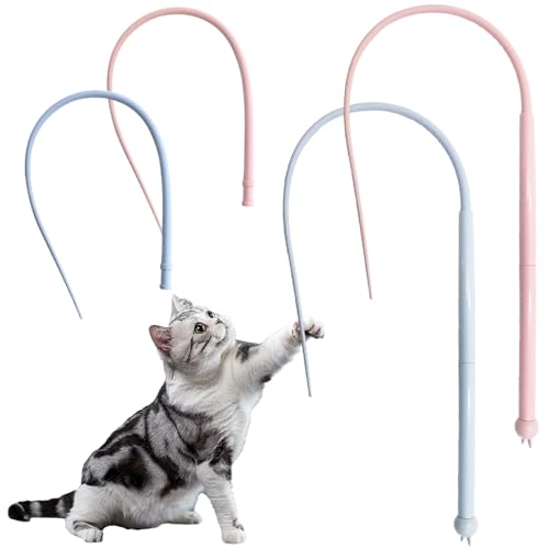 LXBCTOP Katzenangel Silikon, 2 Stück Twiggle Tail Katzenspielzeug, 80cm Lang Katzenspielzeug mit 2 Ersatzkopf, Interaktives Mausschwanzförmiges Zauberstabspielzeug für Indoor Katzenspielübungen LXBCTOP Katzenangel Silikon, 2 Stück Twiggle Tail Katzenspielzeug, 80cm Lang Katzenspielzeug mit 2 Ersatzkopf, Interaktives Mausschwanzförmiges Zauberstabspielzeug für Indoor Katzenspielübungen von LXBCTOP