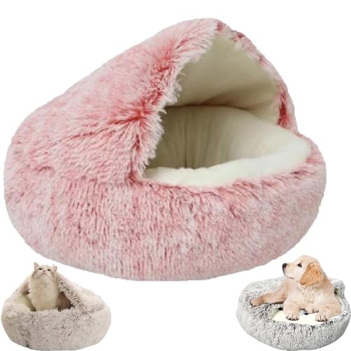 LXCJZY Cozy Cocoon Pet Bed,Cozy Cocoon Pet Bed for Dogs,Winter Pet Bed Dog Cave Bed Cat Hole Bed (50CM, Pink Short Plush) von LXCJZY