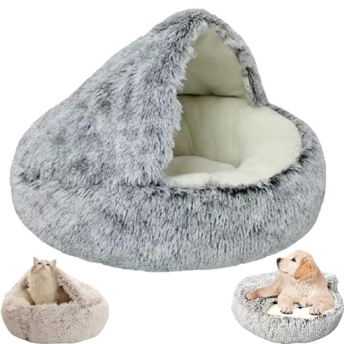 LXCJZY Cozy Cocoon Pet Bed,Cozy Cocoon Pet Bed for Dogs,Winter Pet Bed Dog Cave Bed Cat Hole Bed (60CM, Grey Short Plush) von LXCJZY