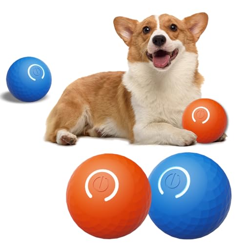 LXGSGDSG Kleine Hundespielzeuge – Automatisch rollender kaufester Ball, selbstbewegliches Welpenspielzeug für Zahnen/Langeweile, langlebiges Gummi & USB wiederaufladbar, Indoor-Spiel für kleine von LXGSGDSG