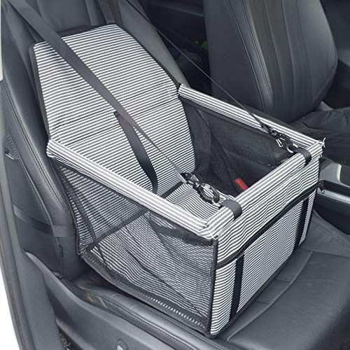 Hunde Autositz 2 in 1 Auto-Front-Haustier-Autositzbezug, wasserdicht, for Welpenkorb, rutschfest, for Haustier-Autoträger, Hund, Katze, Auto-Booster, Outdoor-Reisen(C-Black-white stripe) von LXHZSY