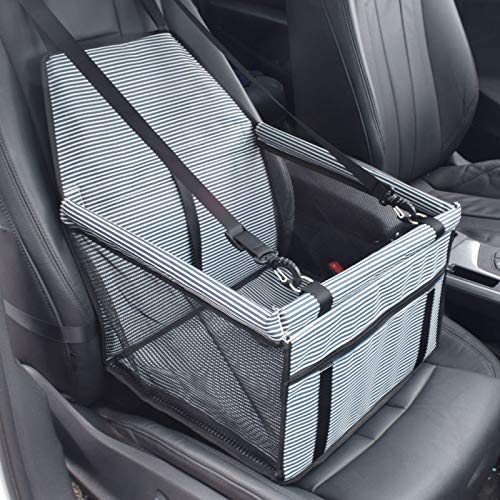 Hunde Autositz 2 in 1 Auto-Front-Haustier-Autositzbezug, wasserdicht, for Welpenkorb, rutschfest, for Haustier-Autoträger, Hund, Katze, Auto-Booster, Outdoor-Reisen(C-Blue-white stripe) von LXHZSY