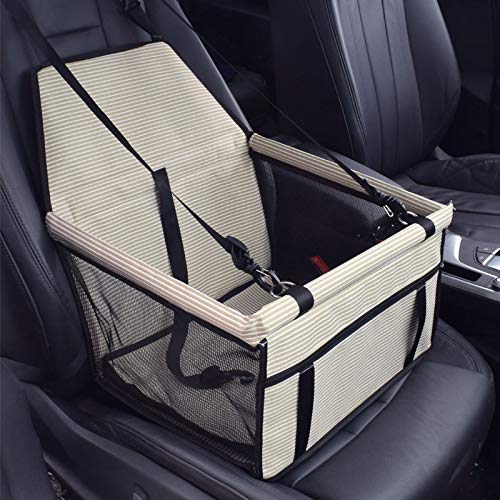 Hunde Autositz 2 in 1 Auto-Front-Haustier-Autositzbezug, wasserdicht, for Welpenkorb, rutschfest, for Haustier-Autoträger, Hund, Katze, Auto-Booster, Outdoor-Reisen(C-Yellow-whitestripe) von LXHZSY