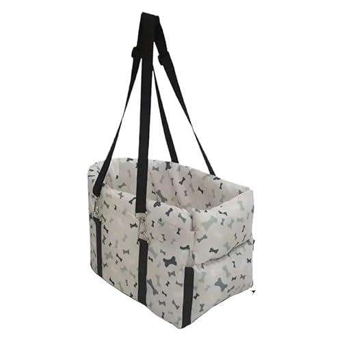 Hunde Autositz Oxford Wasserdichter Hunde-Autositz mit modischem Aufdruck, zentrale Armlehne, Haustier-Sitzerhöhung, Hunde-Sicherheits-Autositz for Reisen im Freien(Bone Pattern) von LXHZSY
