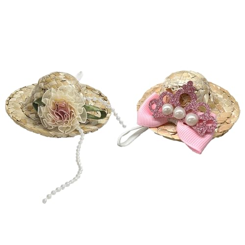 2 x Hühnerhüte für Hühner, kleine Haustiere, Strohhut für echte Hühner, 7,9 cm, Mini-Hamster, Haustier-Hühnerhut mit verstellbarem Gummiband und Dekoration, lustiger kleiner Hut für Huhn, Papagei von LXLVOUEG