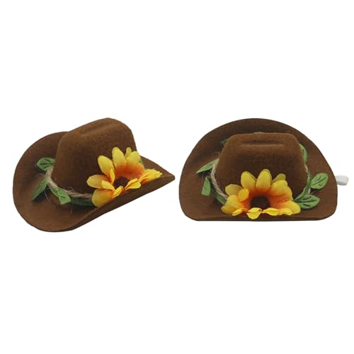 2 x Hühnerhüte für Hühner, kleine Tierhüte für echte Hühner, 8,4 cm, Mini-Huhnhut mit verstellbarem Gummiband und Dekoration, kleiner Cowboyhut für Huhn, Hamster, Papagei, LXLVOUEG von LXLVOUEG