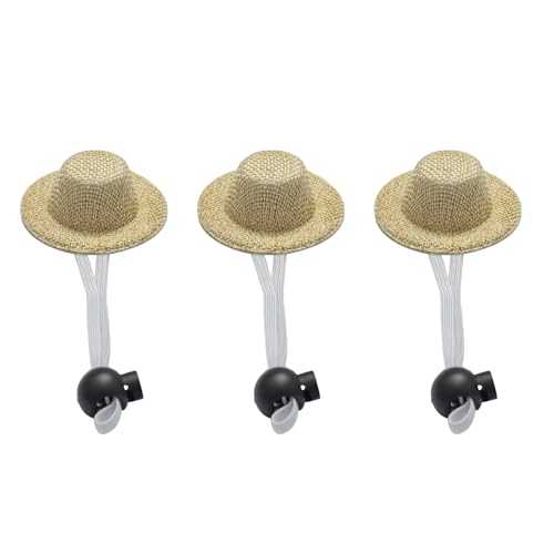 3 x Hühnerhüte für Hühner, kleine Haustiere, Strohhut für echte Hühner, 5,8 cm, Mini-Hamsterhut, Huhn, Helm mit verstellbarem Gummiband, lustiger, kleiner Hut für Huhn, Papagei, Vogel, Eidechse, von LXLVOUEG