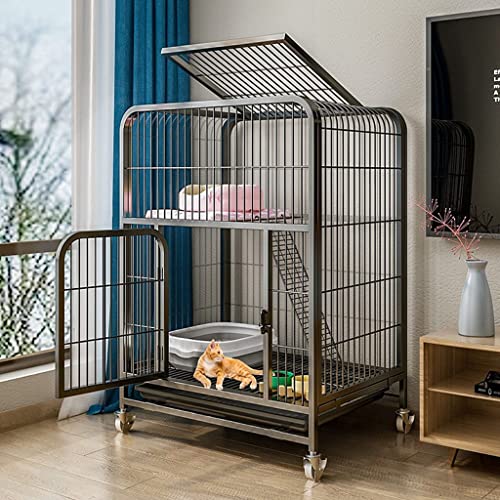 Doppelschichtige Zwinger für Katzen, Katzenkäfig, Frettchenkäfig, Katzenhaus, mit Riemenscheibenkäfig, zweifarbiger optionaler Käfig, geeignet für Kätzchen, Hunde, Kaninchen (Größe: Schwarz, 100 x 78 Doppelschichtige Zwinger für Katzen, Katzenkäfig, Frettchenkäfig, Katzenhaus, mit Riemenscheibenkäfig, zweifarbiger optionaler Käfig, geeignet für Kätzchen, Hunde, Kaninchen (Größe: Schwarz, 100 x 78 von LXMBHAM