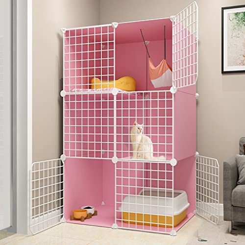 Großer Katzenkäfig, Katzenzaun, Abnehmbarer Metalldraht, für den Innenbereich, DIY-Zwingerkiste, großes Training, ideal für 1–2 Katzen (Größe: 72 x 37 x 107 cm) Warm as Ever von LXMBHAM
