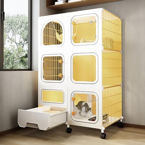 Katzenschrank Halbgeschlossener Katzenkäfig, großer DIY-Katzenlaufstall für den Innenbereich, mit Katzentoilette und Riemenscheiben, praktisch und langlebig (Farbe: Stil2, Größe: 71 x 36,5 x 112 cm) Katzenschrank Halbgeschlossener Katzenkäfig, großer DIY-Katzenlaufstall für den Innenbereich, mit Katzentoilette und Riemenscheiben, praktisch und langlebig (Farbe: Stil2, Größe: 71 x 36,5 x 112 cm) von LXMBHAM