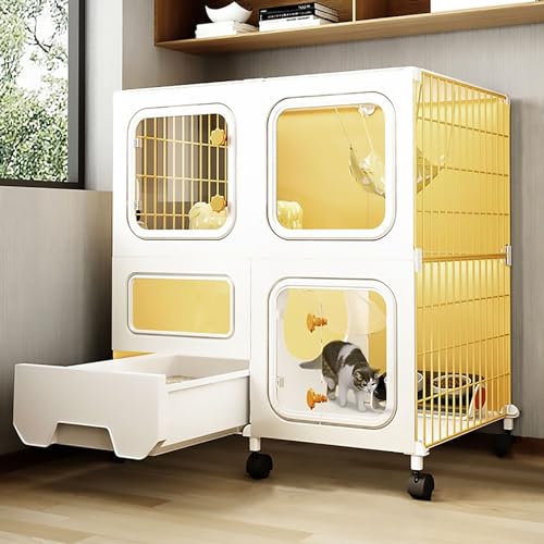 Katzenschrank Halbgeschlossener Katzenkäfig, großer DIY-Katzenlaufstall für den Innenbereich, mit Katzentoilette und Riemenscheiben, praktisch und langlebig (Farbe: Stil2, Größe: 71 x 36,5 x 76 cm) Katzenschrank Halbgeschlossener Katzenkäfig, großer DIY-Katzenlaufstall für den Innenbereich, mit Katzentoilette und Riemenscheiben, praktisch und langlebig (Farbe: Stil2, Größe: 71 x 36,5 x 76 cm) von LXMBHAM