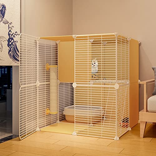 LXMBHAM Katzenhaus im Freien, Katzenkäfigzaun mit Tür, Katzenspielzaun, DIY-Zwingerbox, großer Spielplatz für 1–2 Katzen (Größe: 75 x 75 x 73 cm) Warm as Ever von LXMBHAM