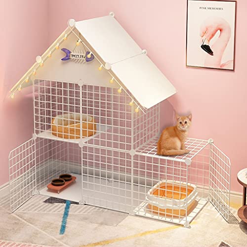 LXMBHAM Traufen-Katzenkäfig, Katzenzaun, Abnehmbarer Draht, für den Innenbereich, DIY-Zwingerkiste, großes Training, ideal für 1–2 Katzen (Größe: 111 x 39 x 110 cm) Warm as Ever von LXMBHAM
