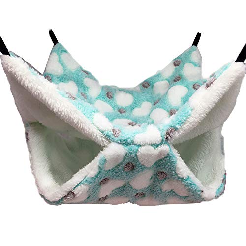 LXTaoler Haustier Hängematte, Hängematte für Kleintiere, Weiche und Warme Haustiere Käfig Hängematte 2/3 Schichten Hängebett für Süße Hamster, Frettchen, Papageien, Meerschweinchen, 34 x 34 CM, Grün von LXTaoler